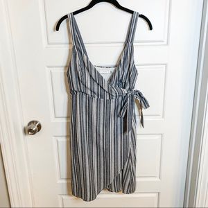 Lush Blue and White Striped Wrap Dress